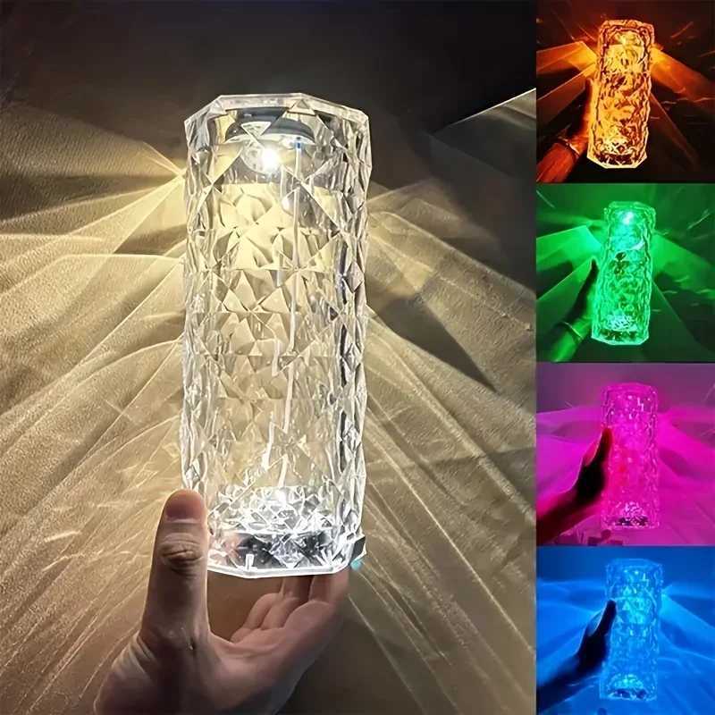 Crystal Rose Lamp 16 Colors RGB Night Light Touch Lamp USB Romantic LED Rose Table Lamps For Bedroom Party Dinner Decor Light M251128