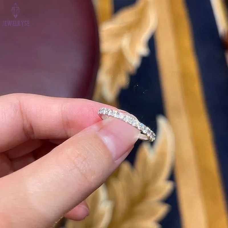 ANZIW 2 Carat All Moissanite Ring Bridal Sets Silver 925 Solitaire Engagement Wedding Rings Stackable Eternity Bands for Women