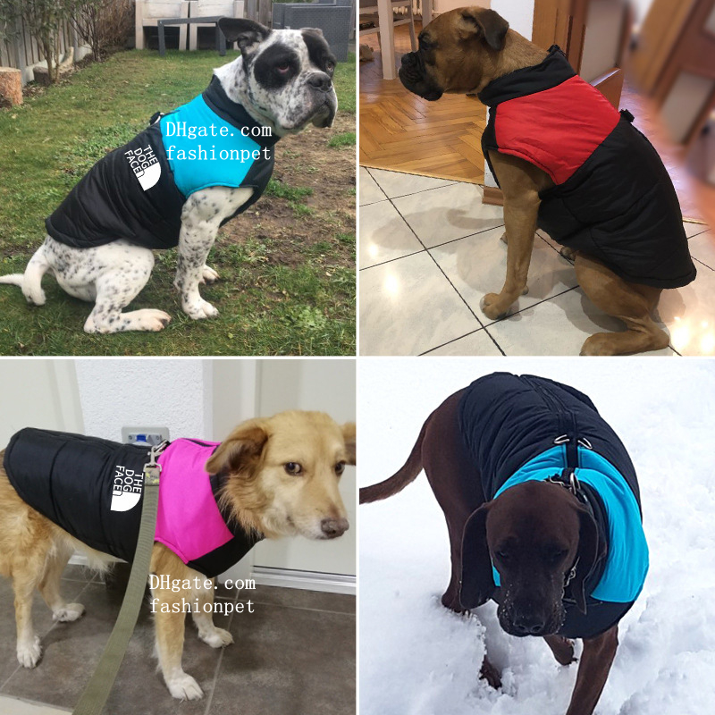 The Dog Face Dog Jacket Designer Dog Apparel Waterproof Dog Winter Coat, Cold Weather Dog Clothes Sport Vest with Zipper Closure and Leash Ring for Wa