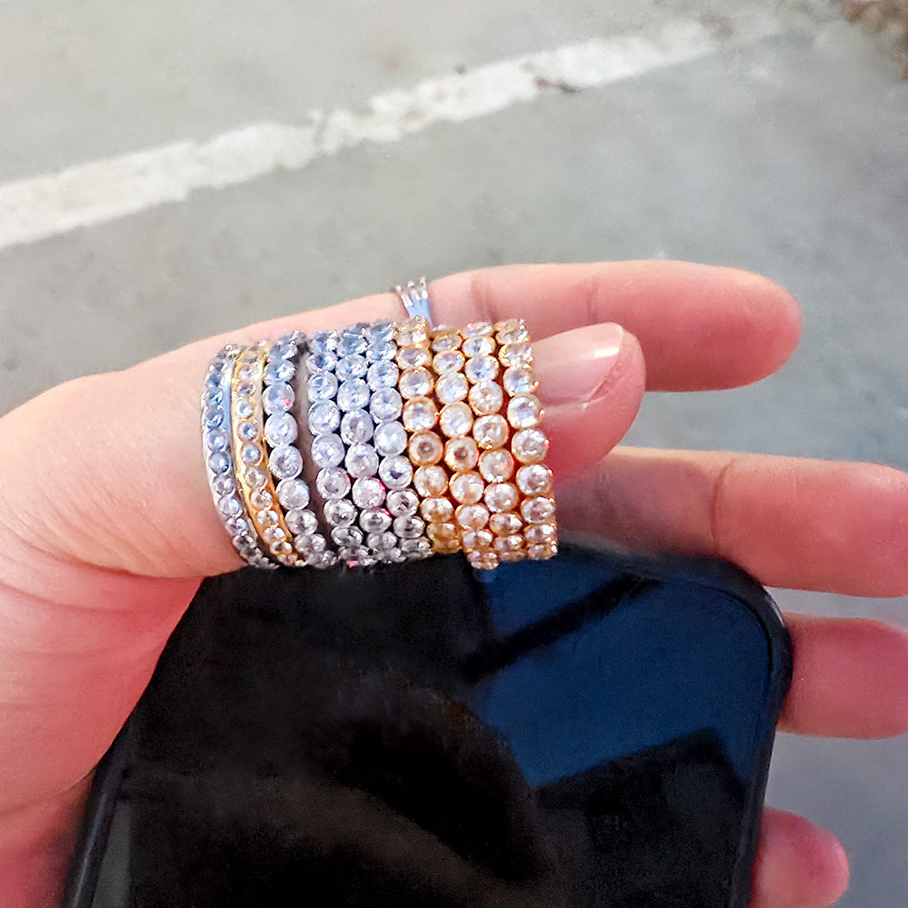 New INS Cool Style Fashionable Zircon Titanium Steel Honeycomb Geometric Ring Jewelry for Women