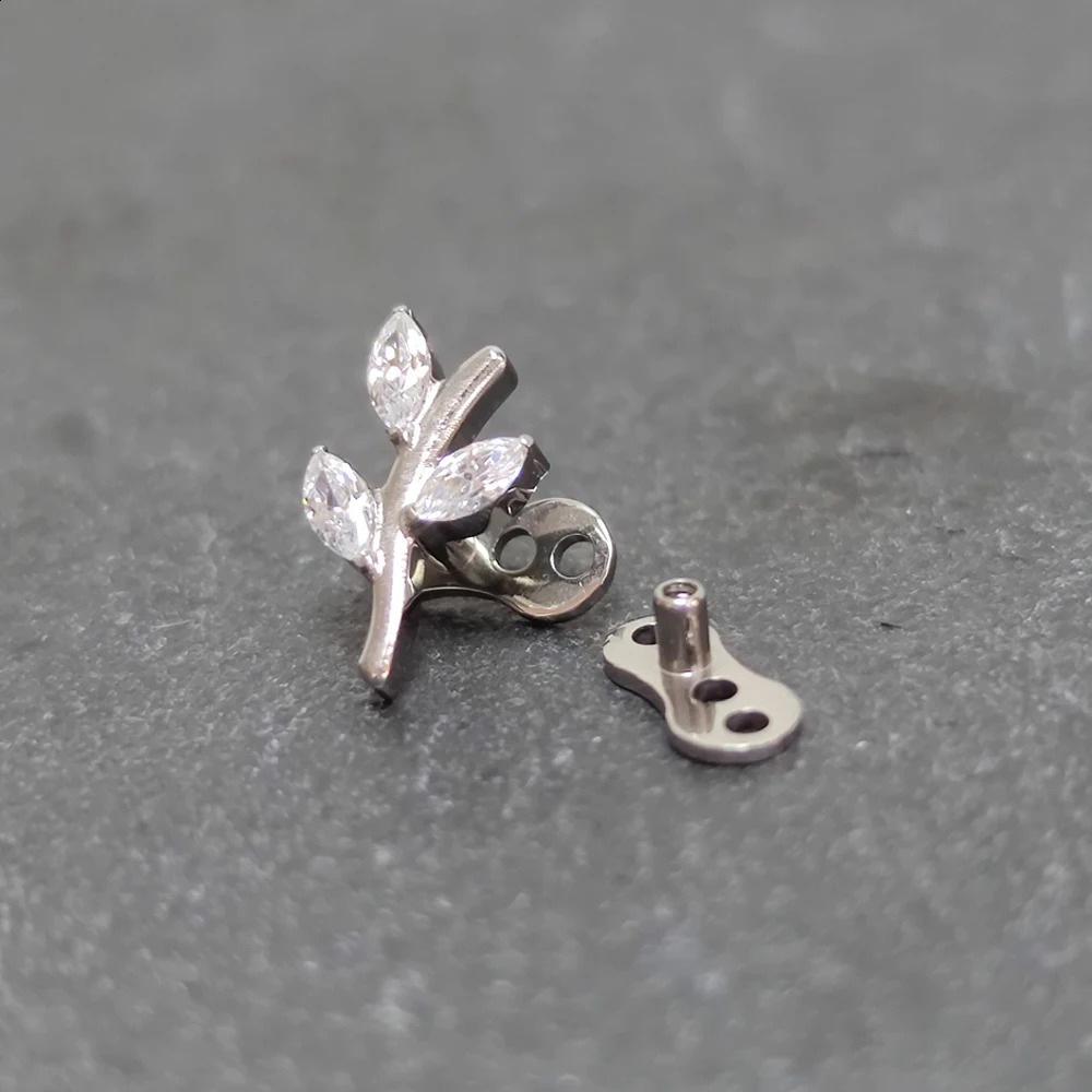 G23 Zircon Micro Dermal Anchor Piercing Tiny Dermal Anchor Flower Surface Piercings Skin Diver Body Jewelry 250428
