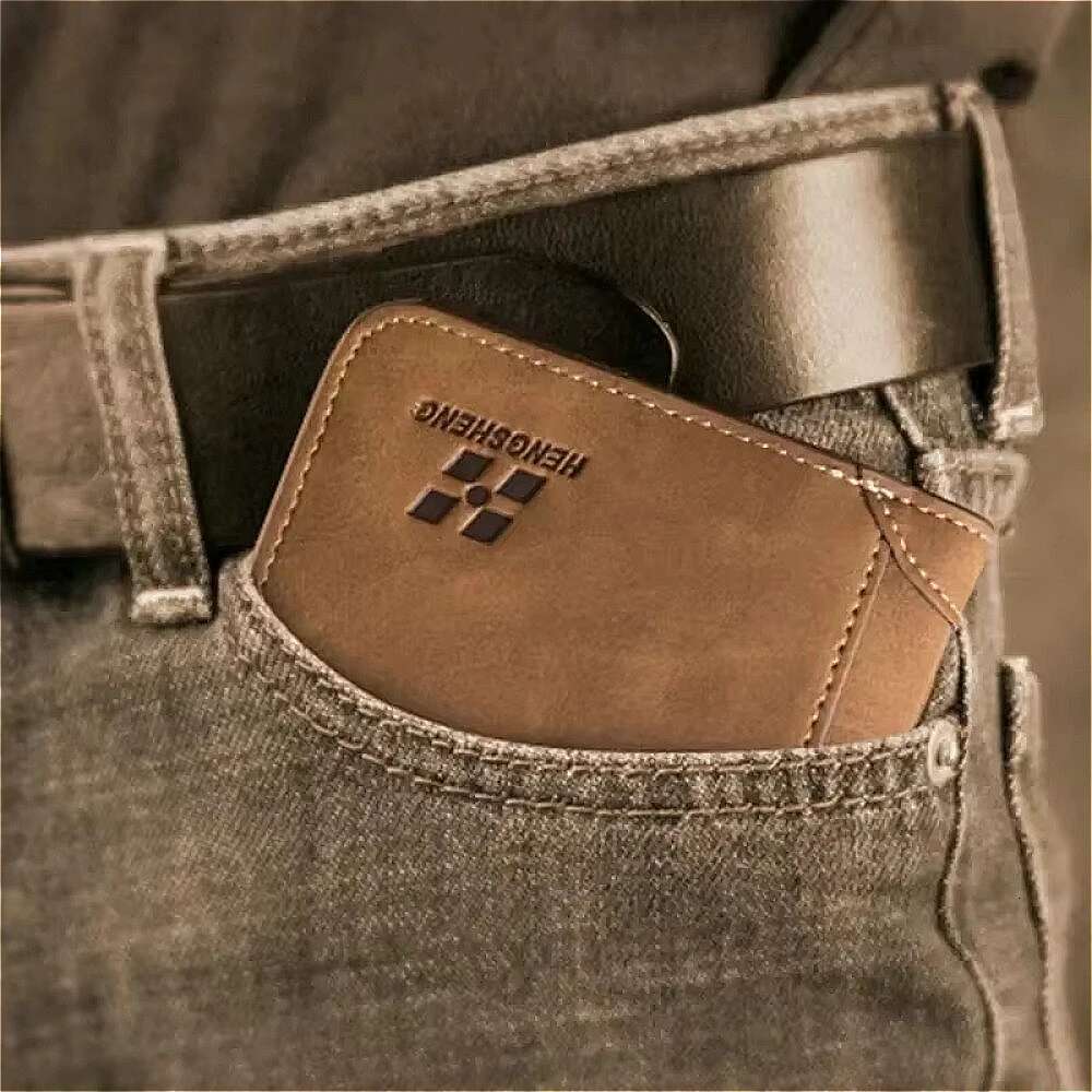 Men s Leather Billfold Slim Hipster Cowhide Credit Card ID Holders Inserts Coin Purses Business Foldable Wallet designer wallet