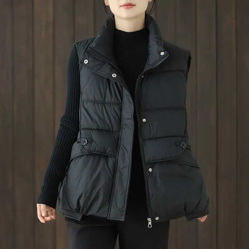 Duck Down Vest for Women Harajuku Loose Jacket Casual Outerwear Short Waistcoat Windproof Vest Warm Coats Female OutwearT251128