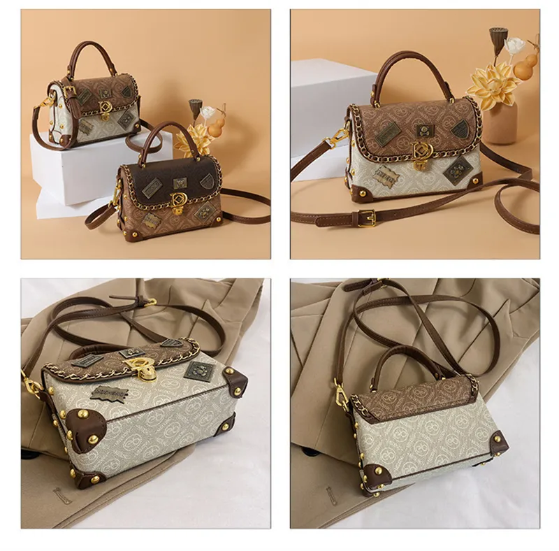 2025 new free shipping designer shoulder bag Vintage casual Sequined Distressed package white for woman