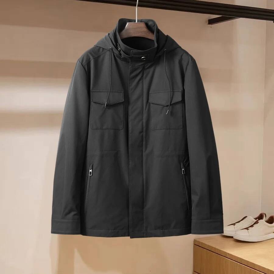 Italian LP 25 Autumn And Winter New Fashion Solid Color Men's Windproof Casual Removable Hooded Jacket