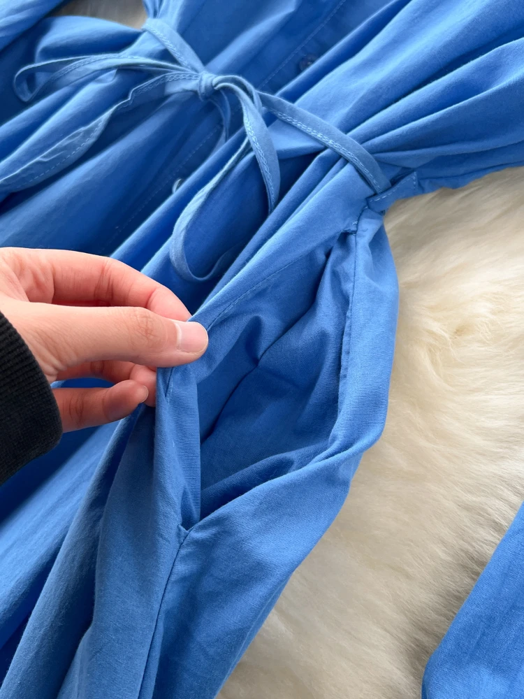 Women Long Dress Spring Autumn Long Sleeved Retro Embroidered Floral Loose Long Dresses Ladies Elegant Robe