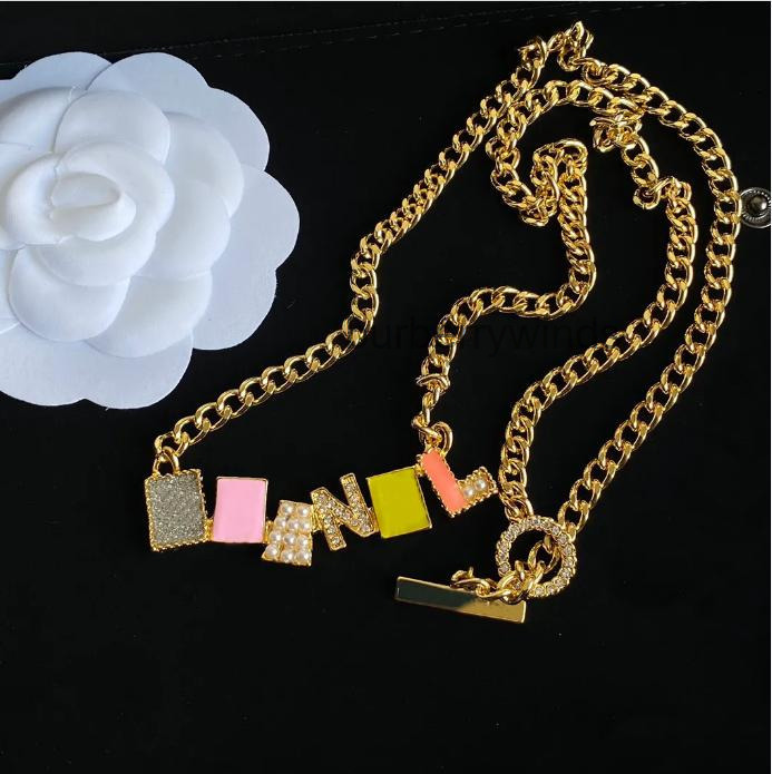 ccs channels channels Plated Designer Gold Necklace Fashion Women Long Chain Necklaces Pendant Crystal Imitation Pearl Wedding Jewelry s QCXQ