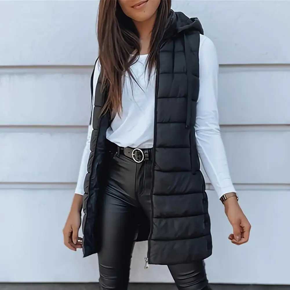 2025 Women Down Vest Womens Puffer Vest Casual Zip Up Quilted Padded Vest Hooded Sleeveless Down Jacket Winter Warm OuterwearT251128