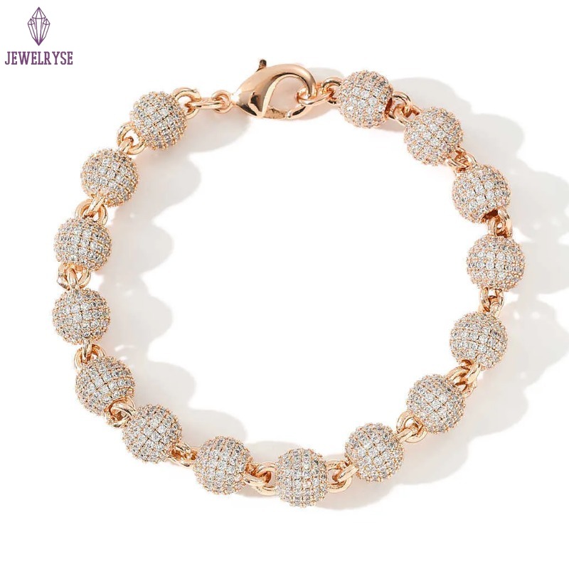 necklace moissanite chain Factory Wholesale Ball 925 Sterling Silver Iced Out VVS Diamond Cuban Link Hip Hop