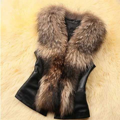 Fall Female Sleeveless Short Fake Fur Vest Women Elegant 2024 Leisure Black Faux Fur Vest CoatT251128
