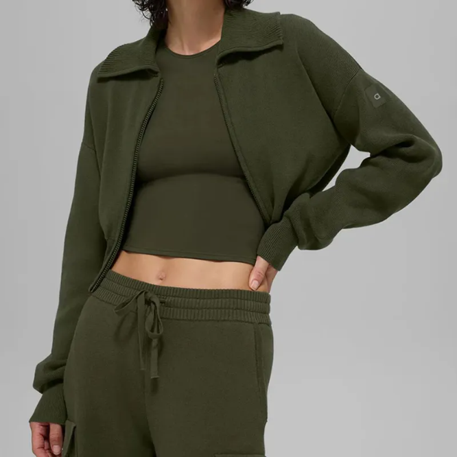 5a Women's Yoga alonessity Jacket Sports Jacket Oversized Hooded Loose-Fit Short-Length Zipper Jacket Sports Top Sweatshirt Windproof Yoga Wear Zipper Fitness