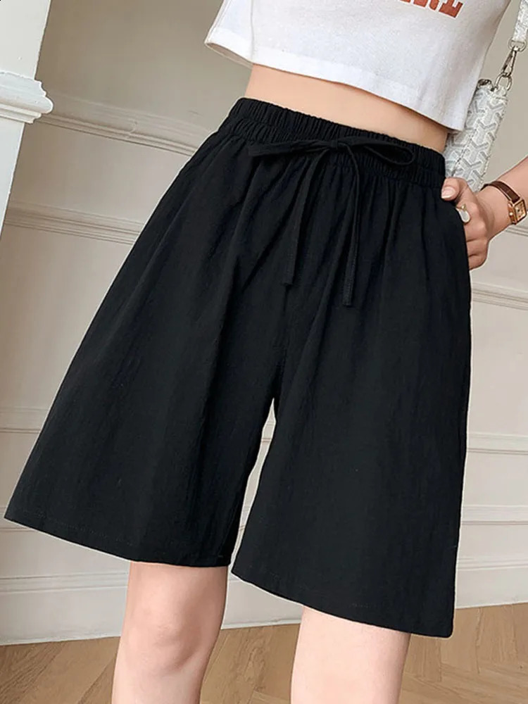 Womens Summer Casual Cotton Linen Shorts High Waist Loose Soft s M3XL 250428