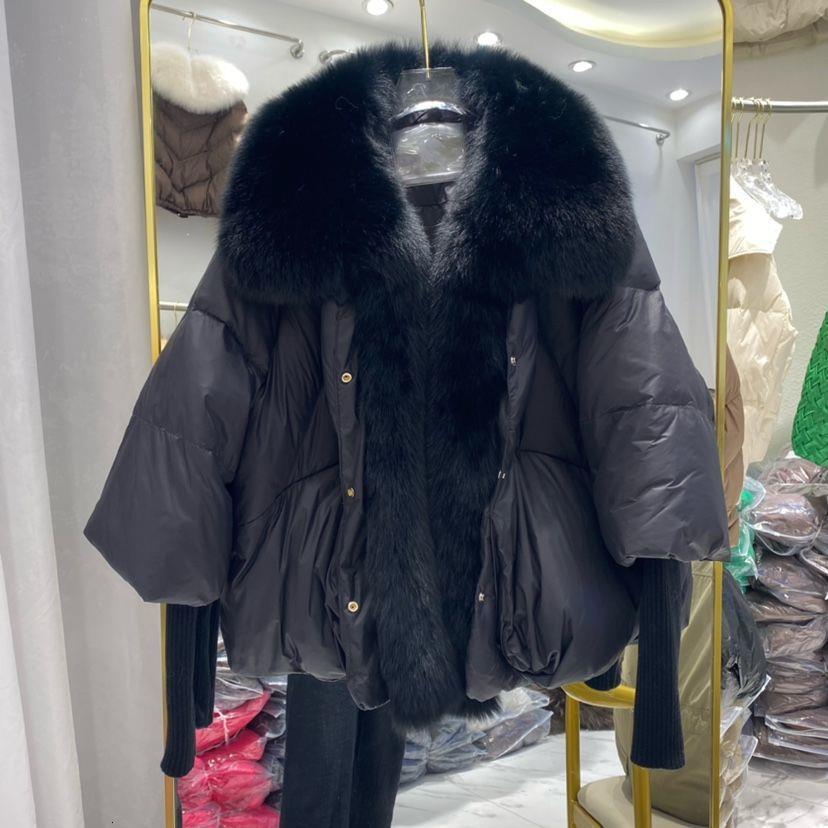 Womens Big Fox Fur Collar Coat Thick Warm Fur True Fur Coat Winter Jacket Womens White Duck Down Jacket Hoodie 241015