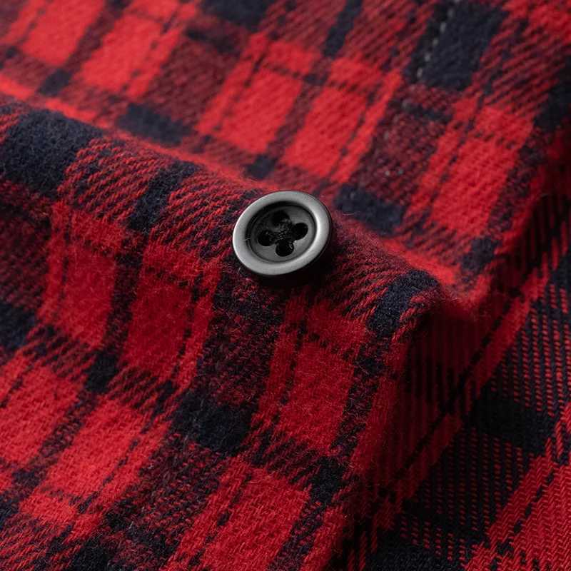 Men Shirt Plaid Flannel Casual Long Sleeve Red Checkered Loose Mens Slim Shirt Oversized Office Business Male Soft Male ShirtW251128 - view 7
