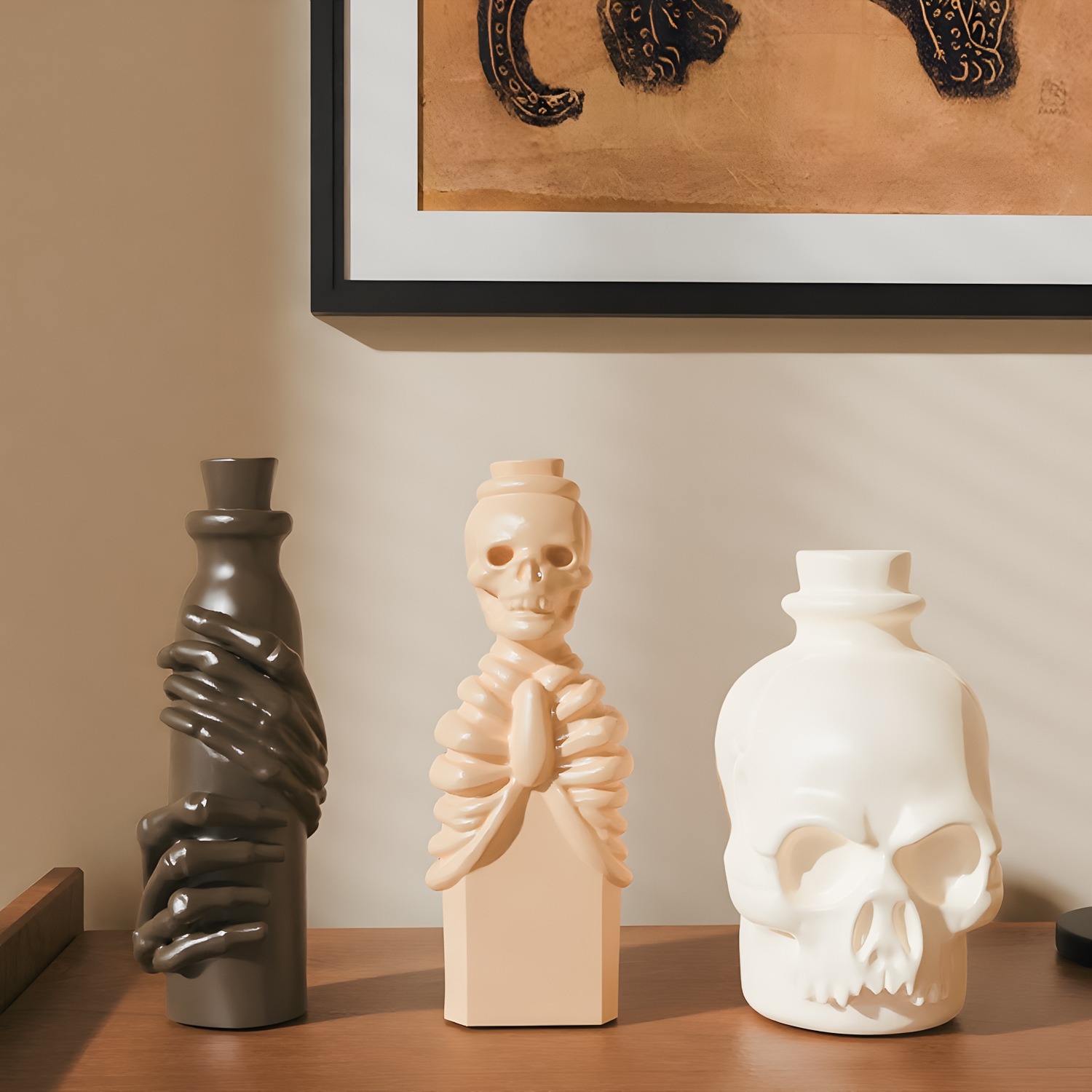 Bone Hand-wrapped Vase Silicone Mold Head Bottle Cement Gypsum Resin Casting Mold, Halloween Home Decoration Ornament