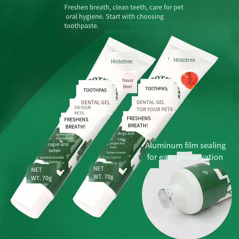 Pet toothpaste, dog and cat oral cleaning products, beef flavored and vanilla flavored - view 4