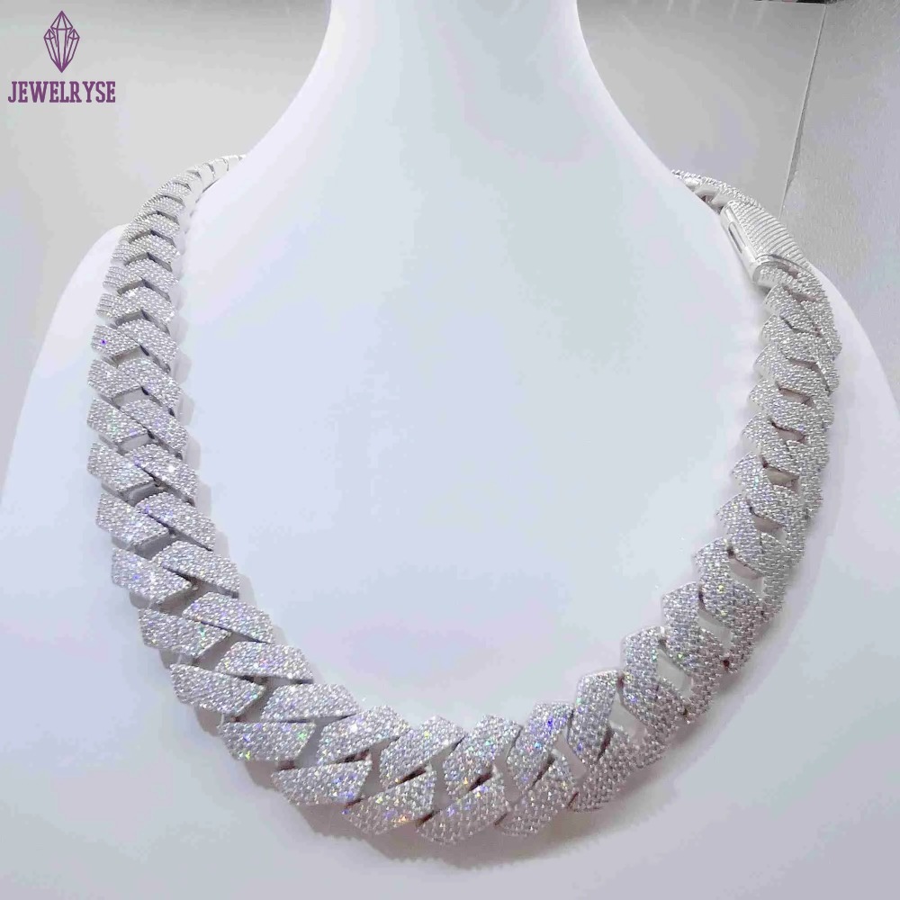necklace moissanite chain Pendant Necklaces Iced Out Pass Diamond Tester 925 Sterling Silver Necklace Vvs Moissanite Cuban Link