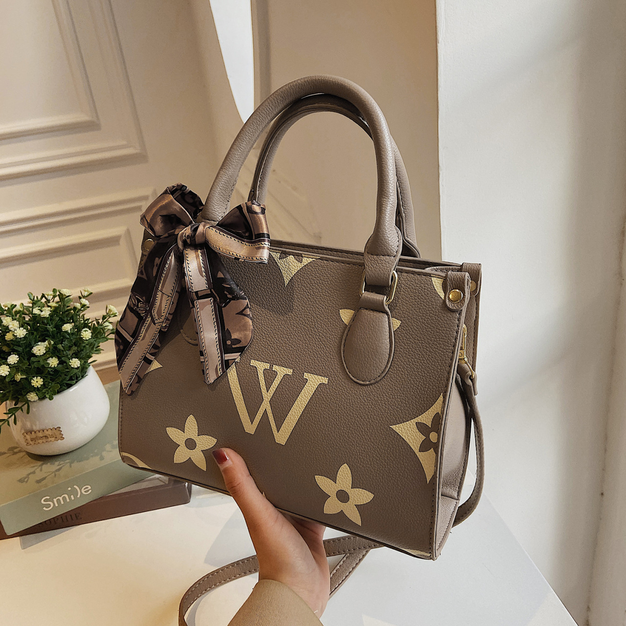 2025 Trendy Women's Handbag Set: Versatile Bow-Tie Tote + Crossbody Purse with Letter Accent | Premium Soft PU Leather & Free Worldwide Delivery