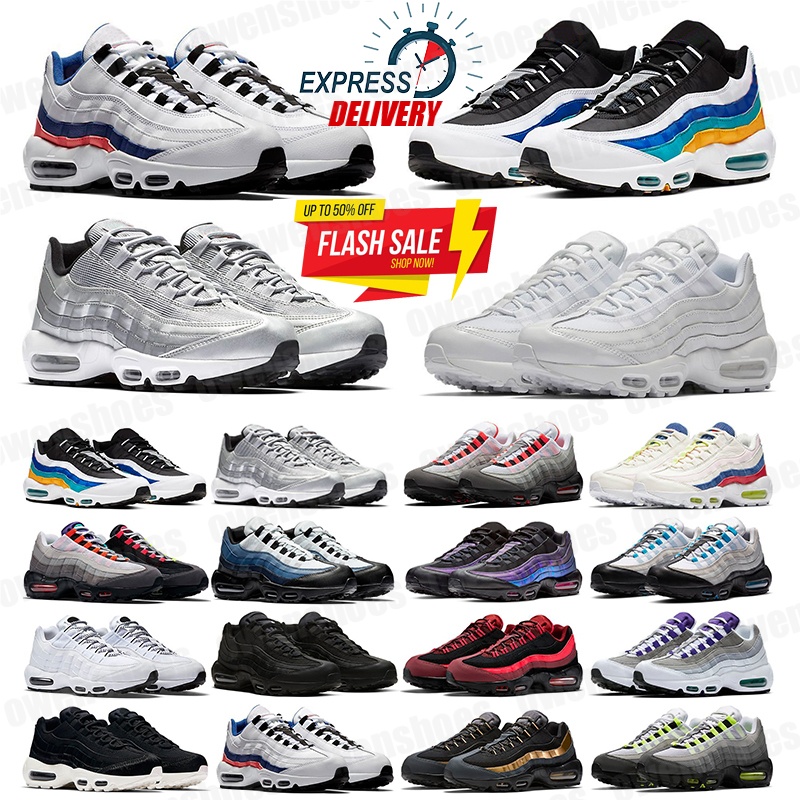 2026 Designer Mens 95 95s Neon designer Running Shoes Classic Triple Black White Yellow Cool Grey Olive Midnight Navy Men Trainers Sports Sneakers 40-47