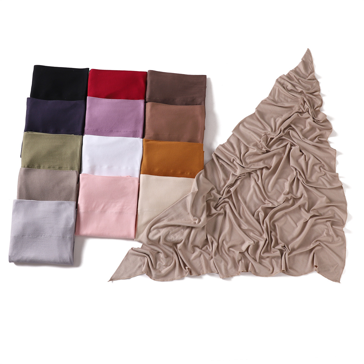 K548 Cross-border new solid color soft breathable modal triangle scarf elastic mercerized cotton women's bag headscarf cover headscarf scarf
