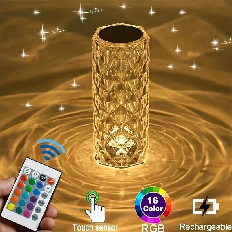Crystal Rose Lamp 16 Colors RGB Night Light Touch Lamp USB Romantic LED Rose Table Lamps For Bedroom Party Dinner Decor Light M251128