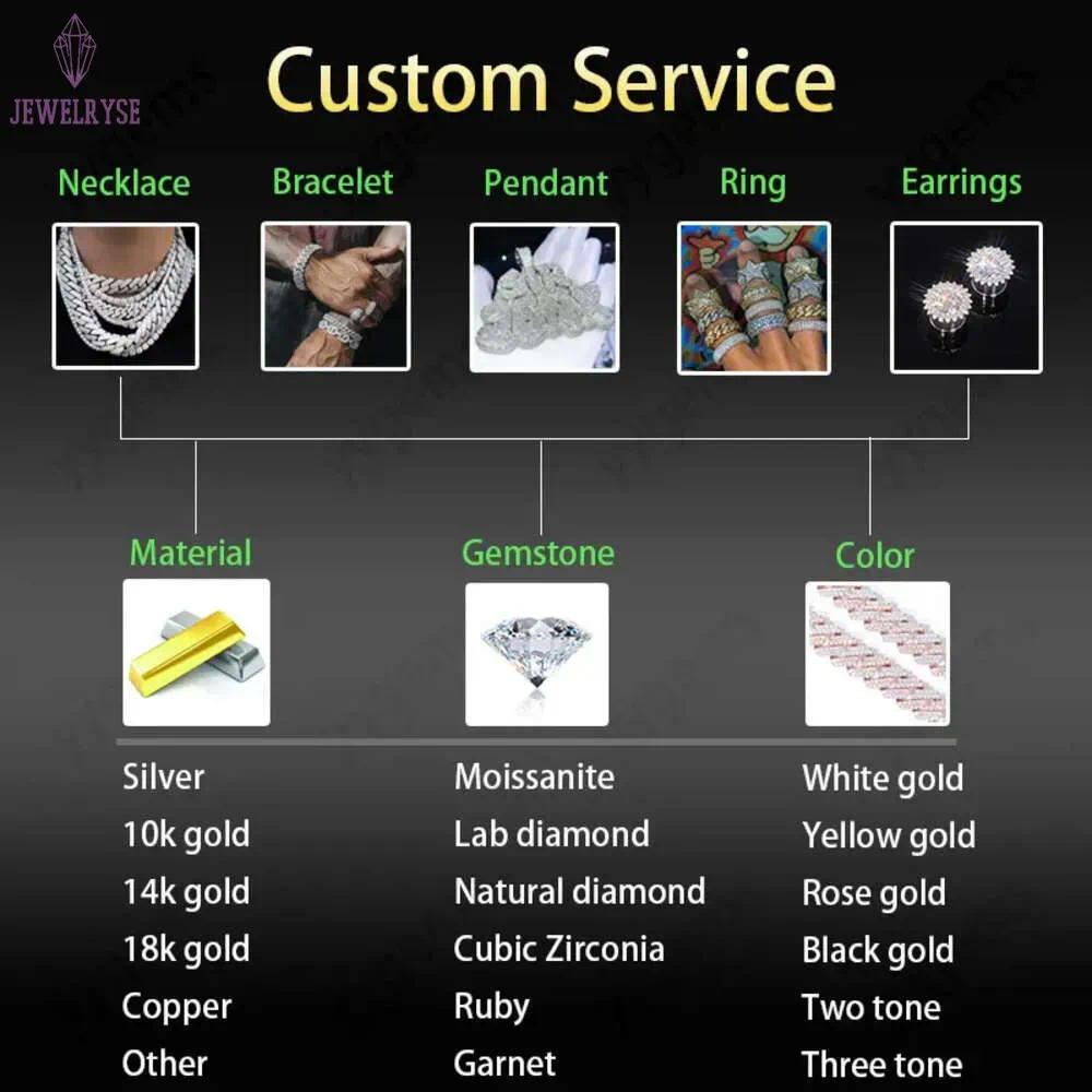 necklace moissanite chain 15mm Baguette Chain Hip Hop VVS Diamond Moissanite Baguette Cuban Link Chain Moissanite 925 Silver Jewelry Box