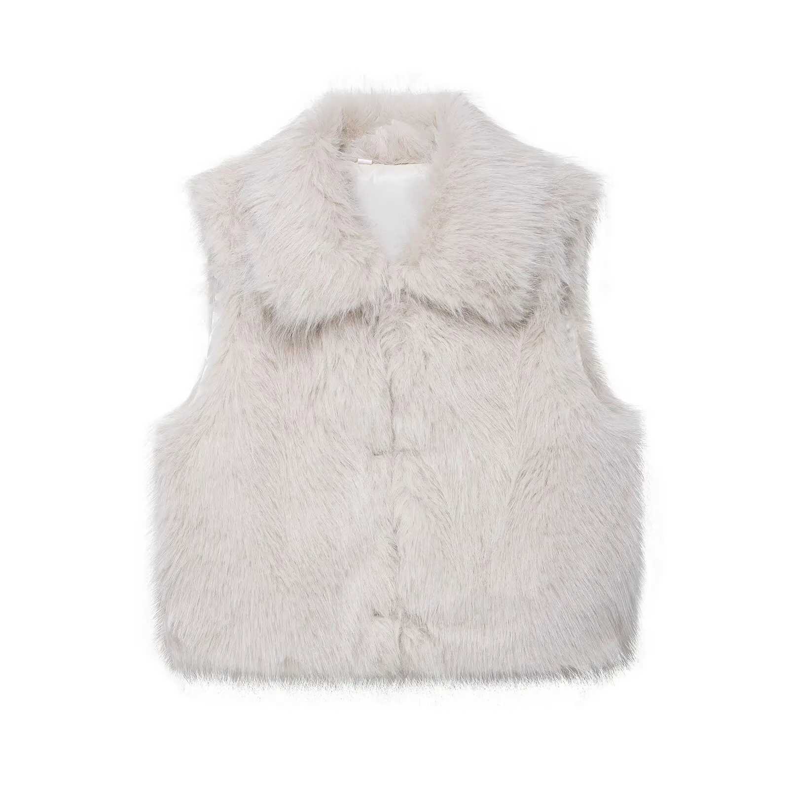 Faux Fur Sleeveless Vest Women Black Cropped Vests for Women Winter Womens Warm Vest Fashion Waistcoat Vest WomanT251128