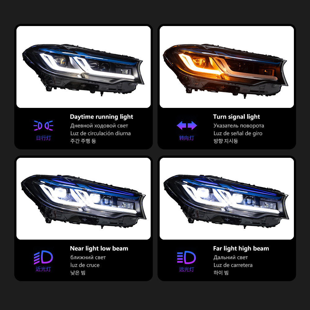 Car Lights for BMW G30 LED Headlight 20 17-20 20 525i 530i 535i 540i Head Lamp DRL Signal Lamp
