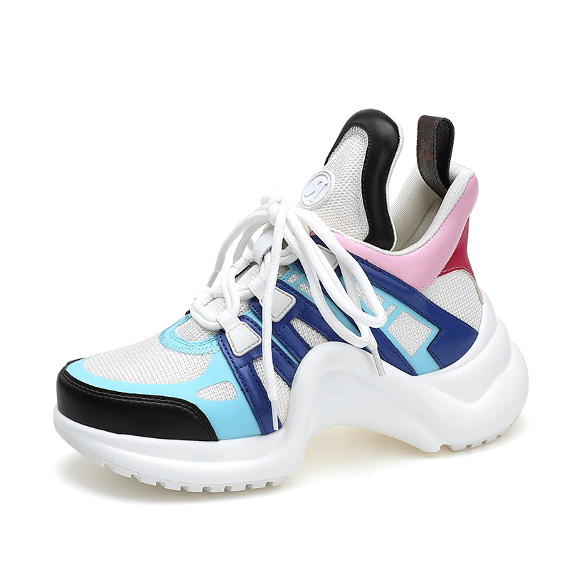 Free shipping Spring and autumn sneakers Fashionable and versatile sneakers dad shoes thick soled height increasing women's sports and casual spo