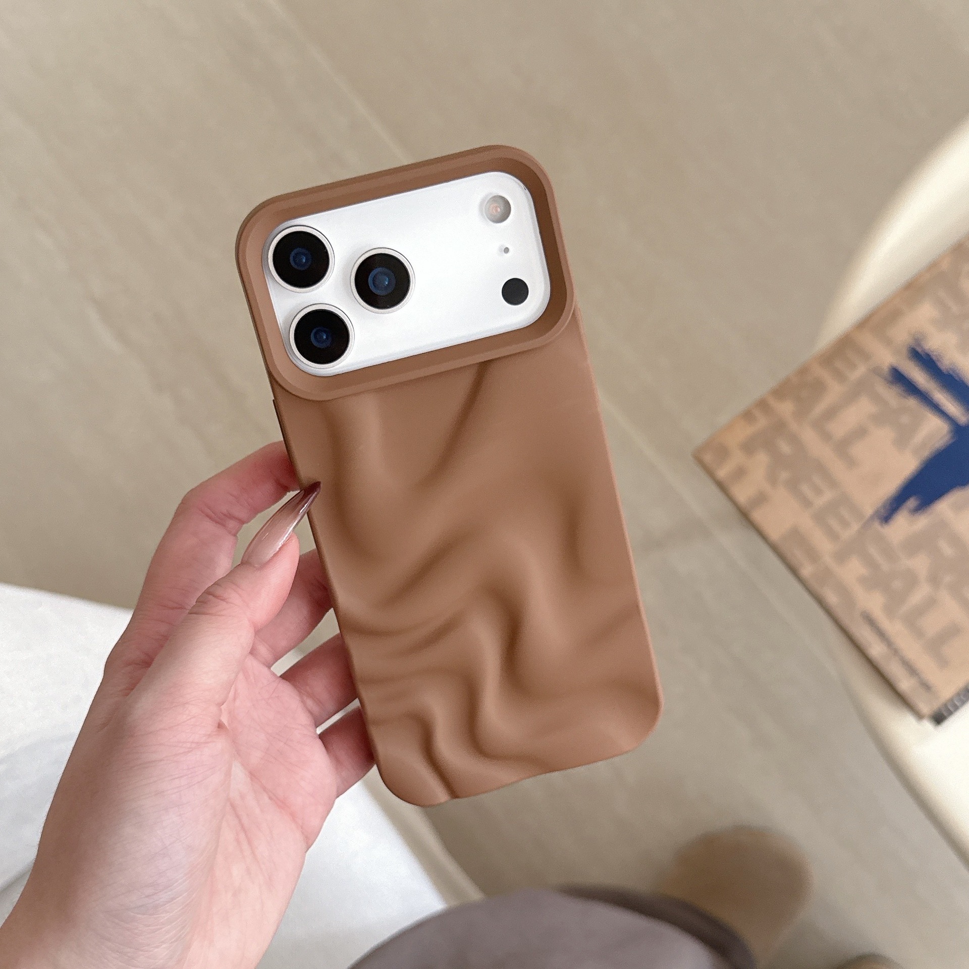 3D Irregular Water Ripple Phone Case iPhone 17 Pro Max Solid Color Compatible with Apple 16 15 Pro Matte