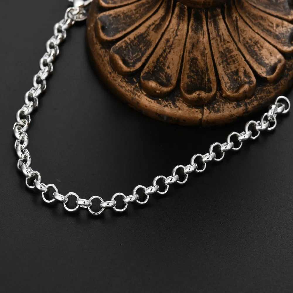 Fine 925 Sterling Silver Circle 4MM Chain Bracelets for Women Man Fashion Jewelry Wedding Party Christmas Gifts fit pendant L251128