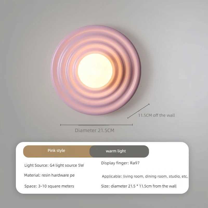 Retro Colorful LED Wall Lamp Red Green Pink White Resin Living Bedside Light Japanese Round Stair Hallway Wall Sconce Fixture M251128