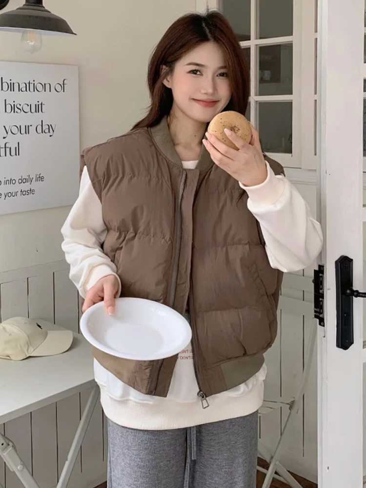 Vests Women Plus Velvet Solid Patchwork Zipper Autumn New Fashion All-match Korean Style Hipster Warm Sleeveless Tops PrevalentT251128