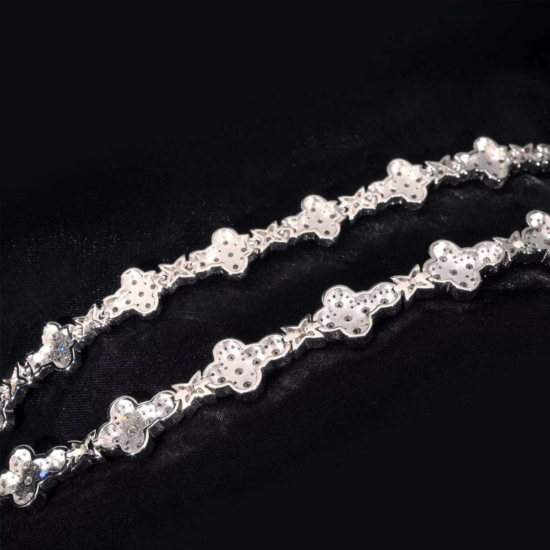 Hot 10/13mm 925 Sterling Silver Moissanite Bracelet for Men Women Cross-Border Hip Hop Style Cross Trendy Personalized Jewelry