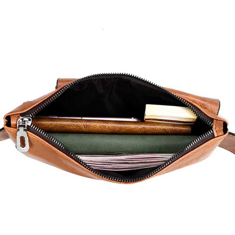 Mens single-shoulder bag is suitable for business travel It is a PU functional waist bag with a slanted cover designT251128