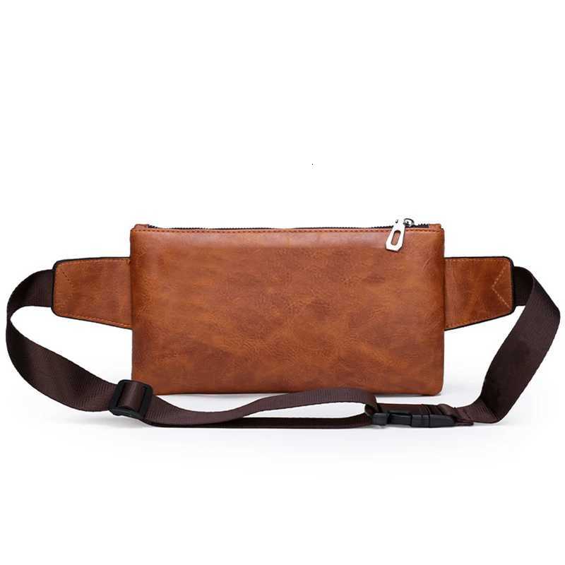 Mens single-shoulder bag is suitable for business travel It is a PU functional waist bag with a slanted cover designT251128