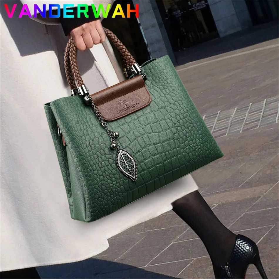 Brand Leather 3 Layers Alligator Crossbody Bag for Women Female Shoulder Messenger Sac Luxury Designer Ladies Handbags K251128