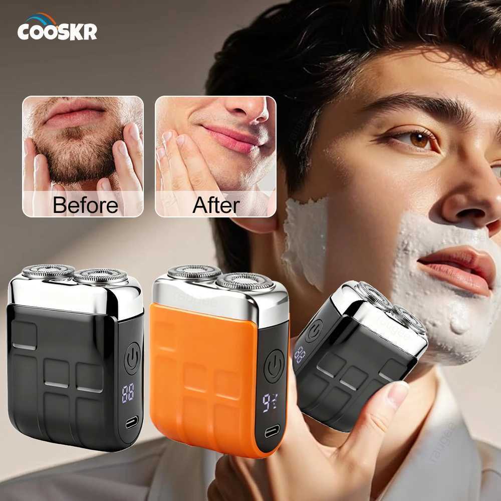Portable Electric Shaver For Men Beard Trimmer USB Rechargeable Face Beard Shaving Dual Blade Home Travel Mini Face Rotary Razor C251128