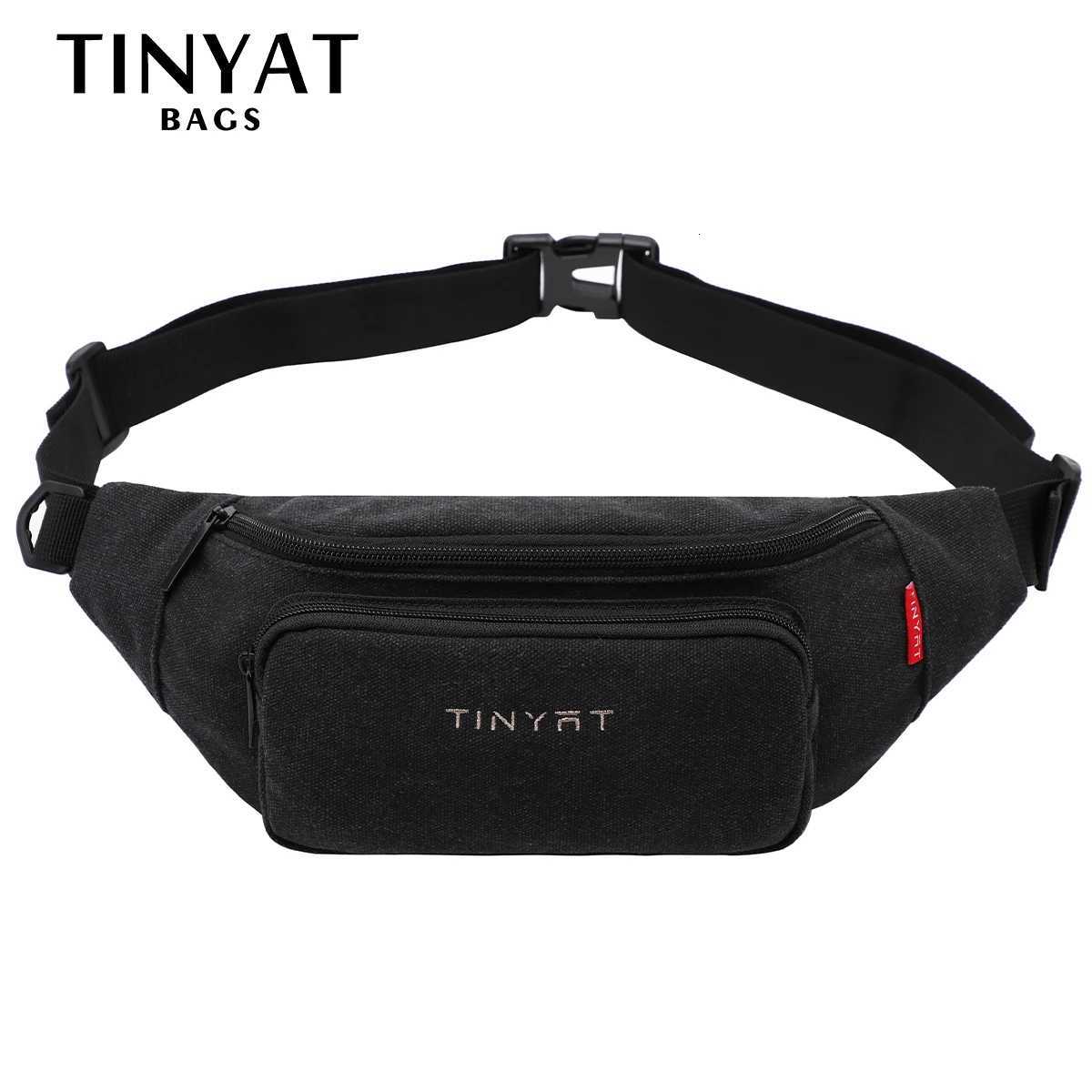 TINYAT Mens Waist Pack Bag Casual Man Canvas Shoulder Fanny Packs Women Belt Bag Pouch For Money Phone Banana Bum Gym BagT251128