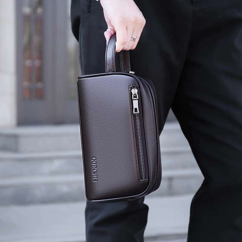High Quality PU Clutch Bags Fashion Business Clutches Card Pack Phone Coin Purses Travel Anti-Theft Wallet Gifts For Men