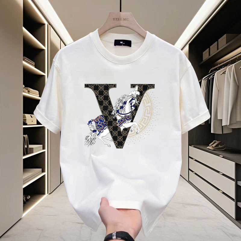 free shipping designer Men's T-Shirts 2025 summer new casual versatile round neck short sleeved T-shirt, light luxury and handsome men's clo