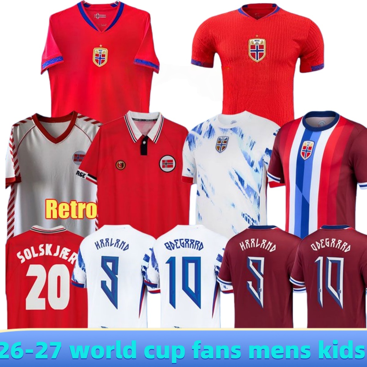 2026 Norway World Cup Soccer Jersey Men FANS Kids Odegaard STRAND sorloth BERG NUSA 24 25 26 SOLSKJAER HaalandS 1998 2000 Vintage Norway Retro Football shirt kits