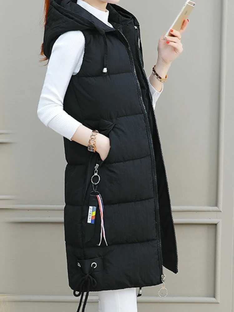 Fashionable Cotton Vest for Women Medium-Length Hooded Slimming Style Autumn Winter New Arrival Korean Version Quality CottonT251128