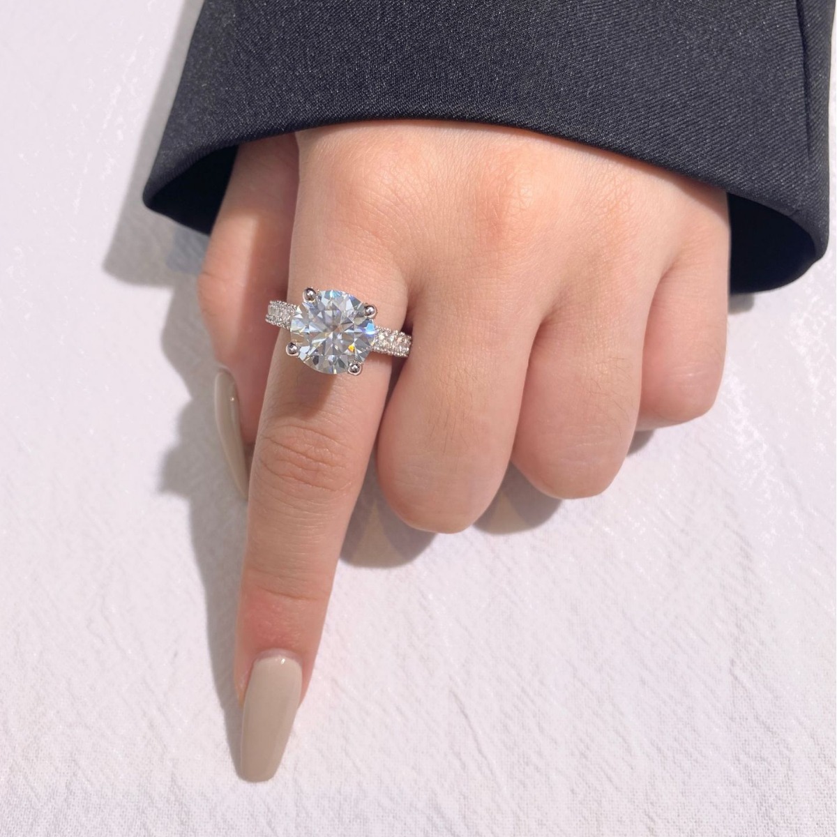 5CT D Color VVS1 Moissanite 925 Sterling Silver Engagement Wedding Ring,Luxury handmade personalized full circle little simulation diamond ring