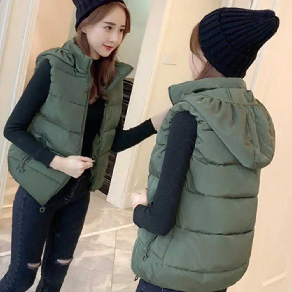 Winter Jacket M-4XL Women Hooded Vest Plus Size Cold Proof Cozy Women Winter Loose Sleeveless JacketT251128