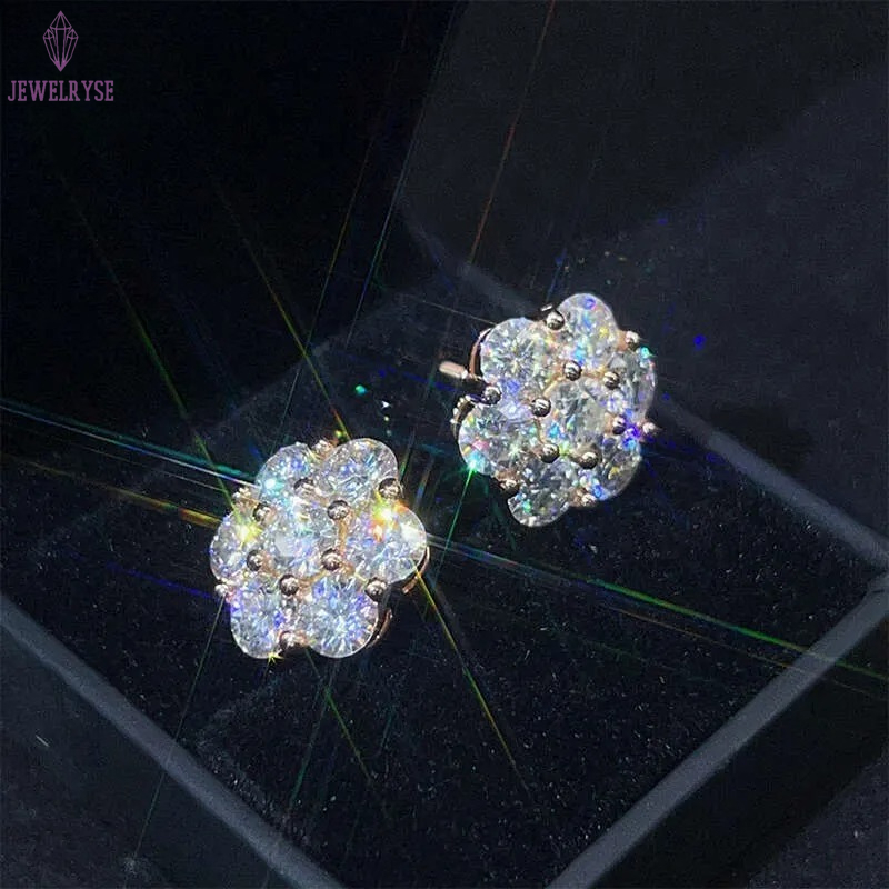 Hot Sale Dropshipping Fashion Jewelry Earrings Gold Plated Sier Vvs-Fl GRA Iced Out Screw Back Moissanite Stud Earring