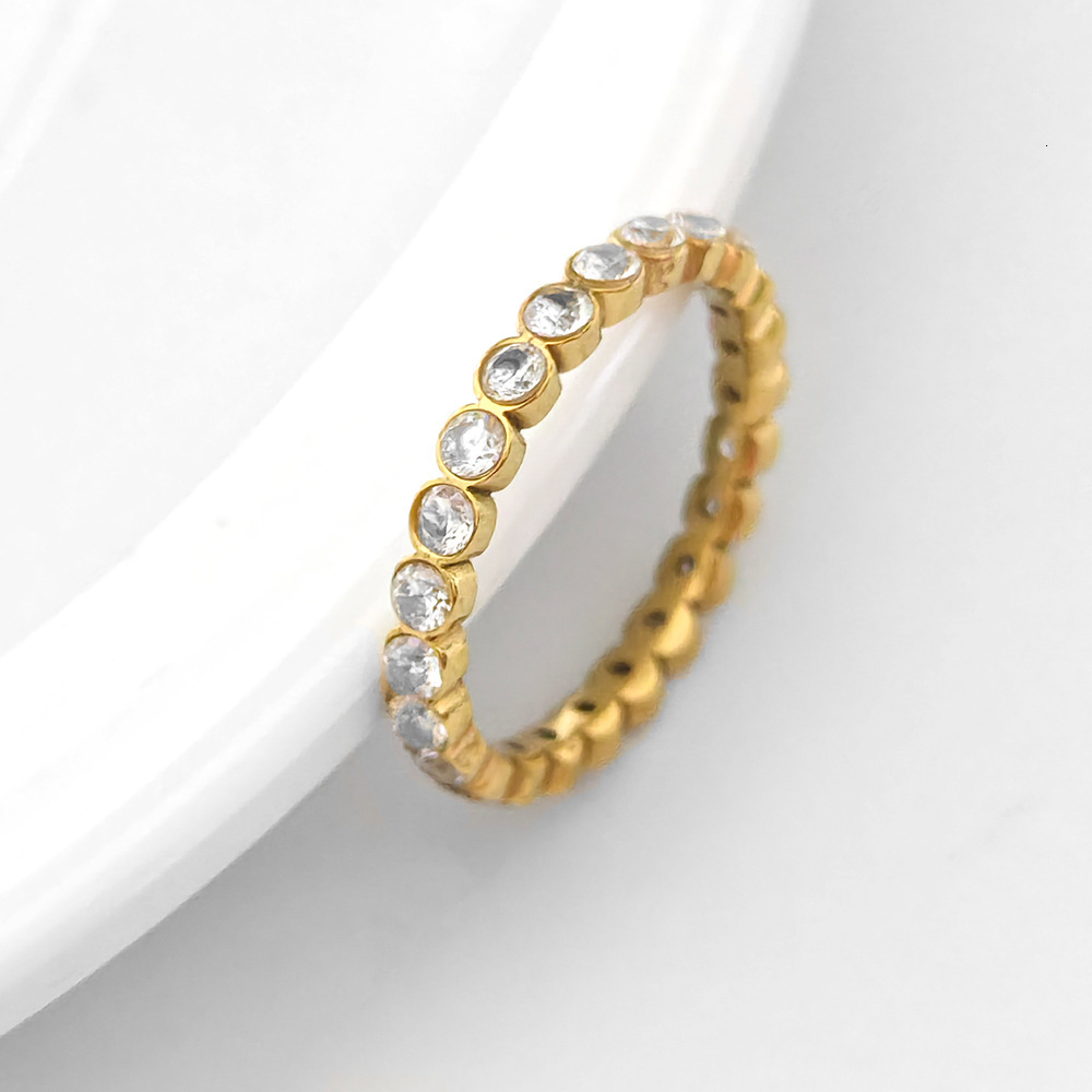 New INS Cool Style Fashionable Zircon Titanium Steel Honeycomb Geometric Ring Jewelry for Women