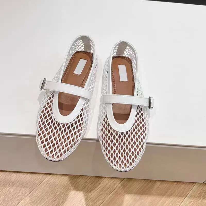 2025 New French Fairy Fishing Net Weaving Ballet Hole Shoes, Flat Sandals, Mesh Strap Single Shoes