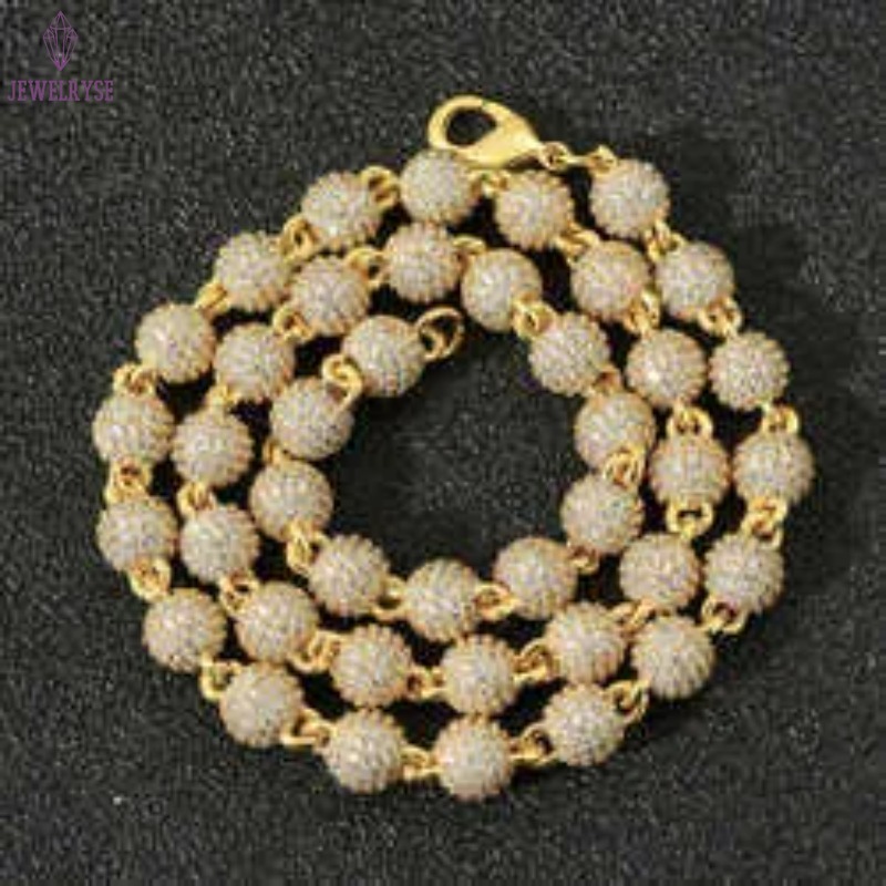 necklace moissanite chain Factory Wholesale Ball 925 Sterling Silver Iced Out VVS Diamond Cuban Link Hip Hop