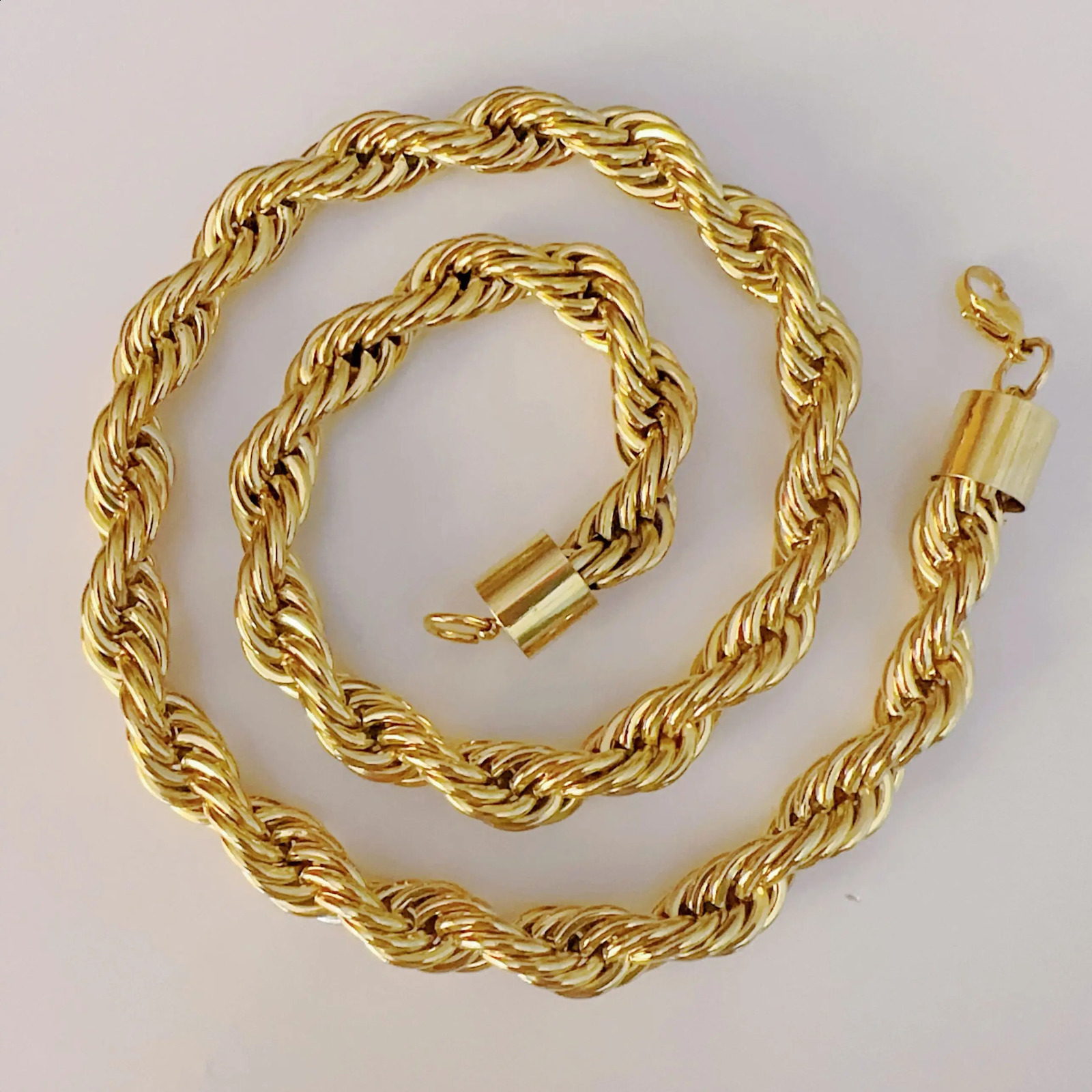 Adixyn Jewelry Gold Color Plated 12mm Wideth 60cm 70cm Length Big Rope Necklace For Men Women Guaantee Hiphop Chain 250427